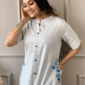 A-line Embroidery kurti set