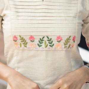 White cotton Embroidery kurti set