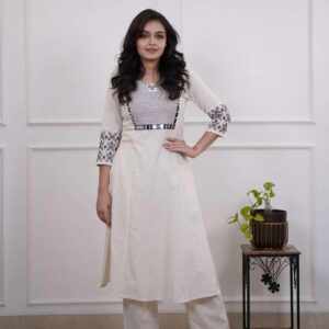 White mirror kurta set - L