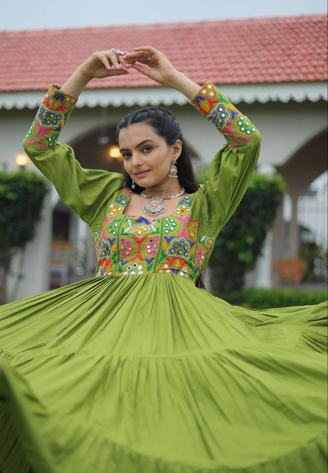 Designer Gown with Kutchi Gamthi work - Image 3