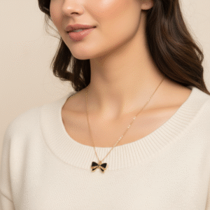 Antitarnish gold Bow necklace