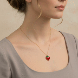 Antitarnish Strawberry pendant necklace