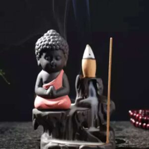 Meditating Buddha smoke back flow cone holderstatue