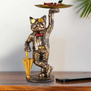 Cool Dog Showpiece with Plate for Home Dcor Item