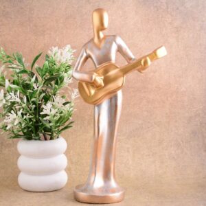 Modern metal musician golden white statue
